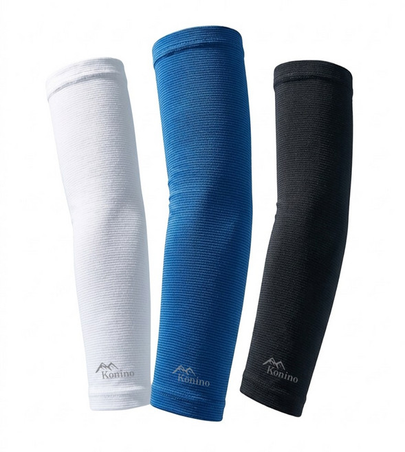 Konino 스트라이프 쿨토시 팔토시 등산 골프 자전거 자외선 차단 아쿠아엑스 냉감 남여공용, 1세트, 01 블랙