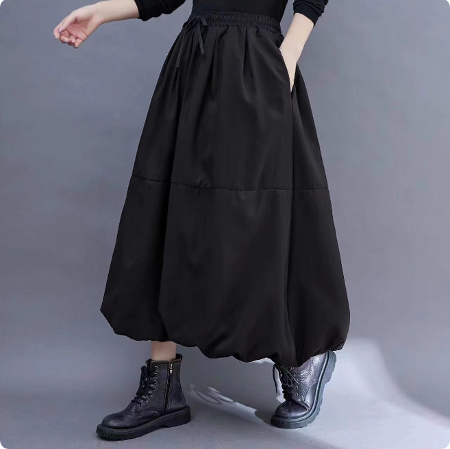 쌍천 A라인 항아리 롱 스커트 A25103004