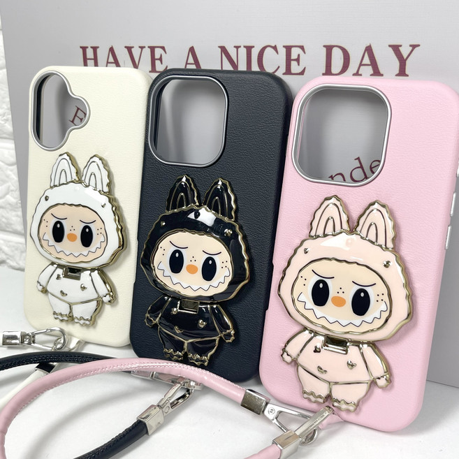 라부부 가죽 케이스 거치대 스트랩 세트