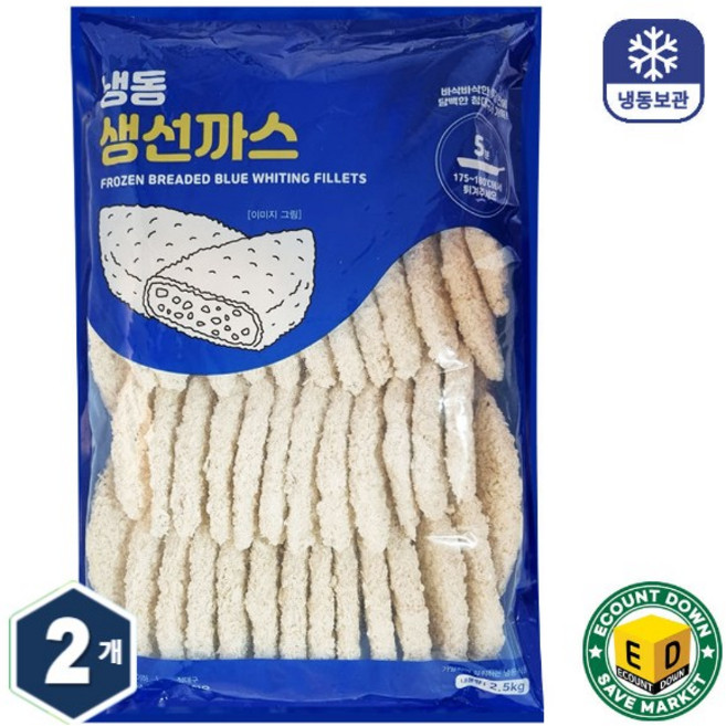 해물총각 생선까스 50개, 2.5kg, 2개