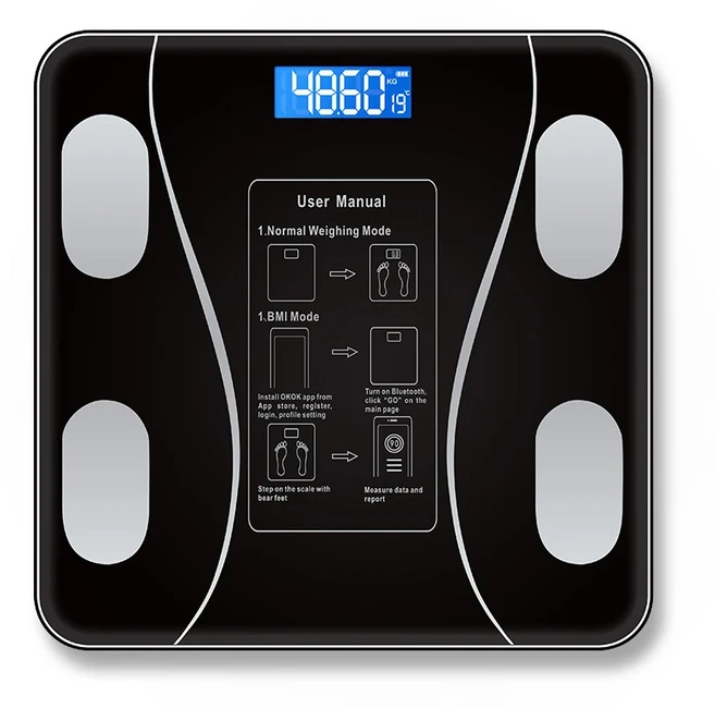 전자 저울 블루투스 체중계 가정용 충전 건강 체중계 체중계, 02 tzc-black