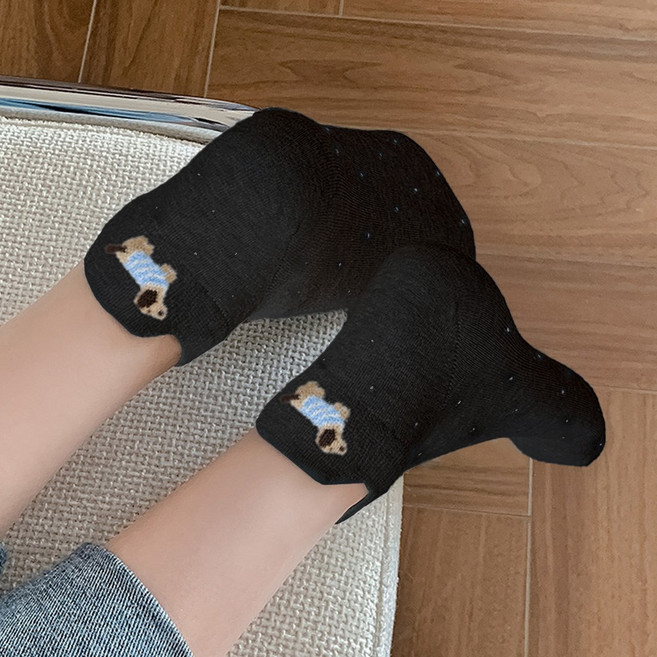 애플민트 여성 발목 양말 패션 뒷꿈치 닥스훈트 캐릭터