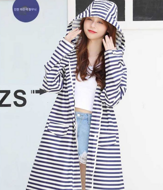 체리스팟 패션 비옷 바람막이 레인코트 우의 휴대용 우비, 1개, 네이비 스프라이트