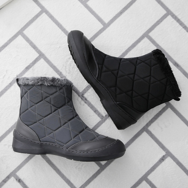 갓슈 롬빅 누빔 패딩미들부츠 방한화 패딩슈즈 털부츠