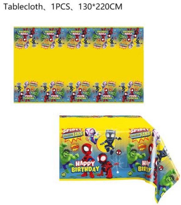 스파이더 맨과 그의 놀라운 친구 생일 장식 식기 키트 접시 컵 식탁보 배경 풍선 어린이 파티 용품, 기타, 56)tablecloth 1pcs