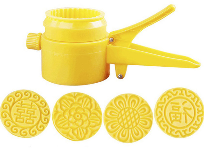 Unionvicky 월병 프레스 + 몰드 125g 4개입, 1개, 꽃 + 쌍희 희 + 복 복