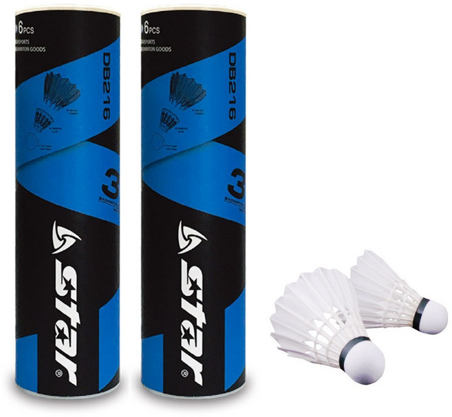 스타스포츠 깃털 셔틀콕 DB216, 6개입, 2개, White