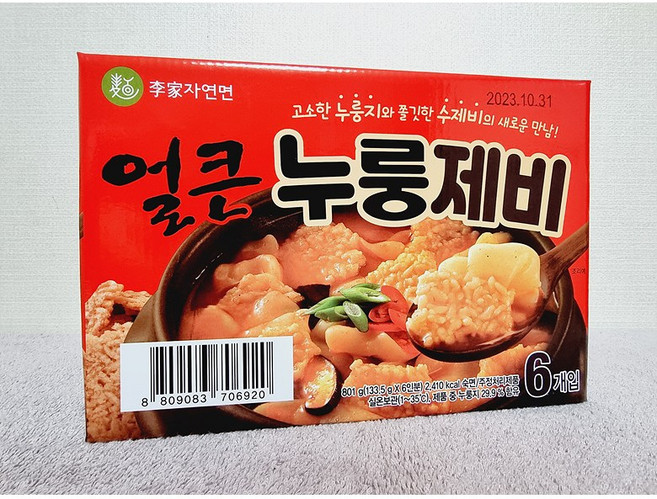 이가자연면 얼큰 누룽제비, 133.5g, 12개