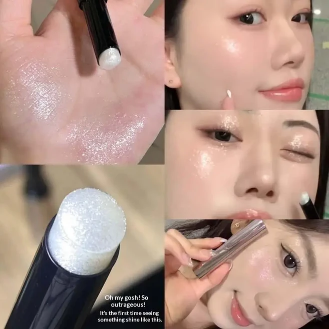 헤로랑스 페이스 메이크업 쉬머 하이라이터 스틱 내추럴 글리터 화이트 아이섀도우 펜슬 컨투어 쉐이딩