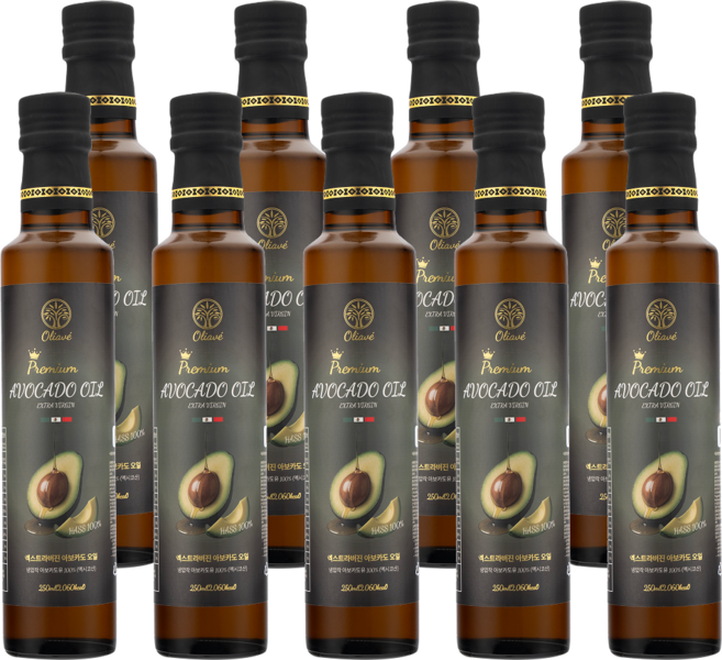 올리아베 엑스트라버진 멕시코 최상급 HASS품종 % 냉압착 아보카도오일, 9개, 250ml