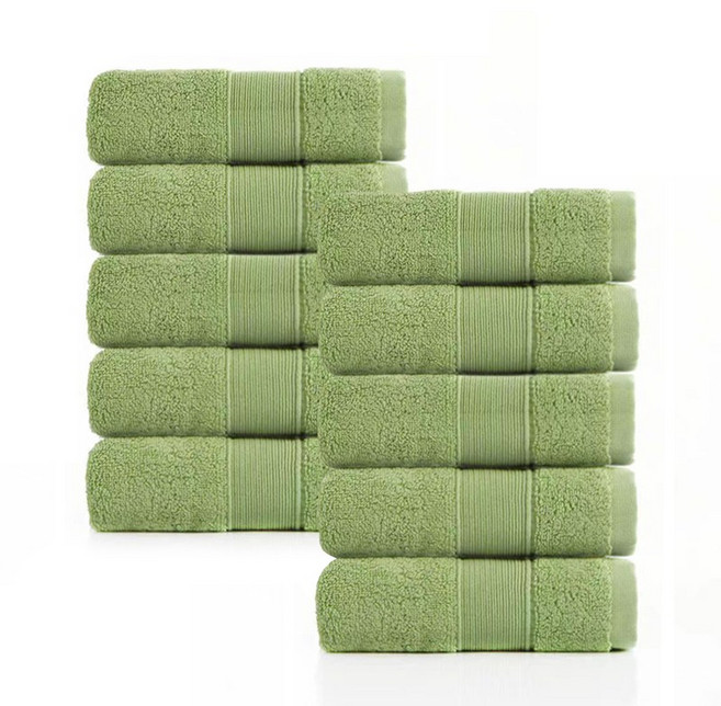 록신 호텔수건 라인보더 200g 40수 코마사, 그린, 10개