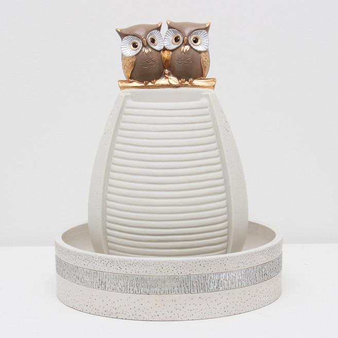 풍수 인테리어 황금 복 부엉이 실내분수대 미니 자연가습기, 황금복부엉이