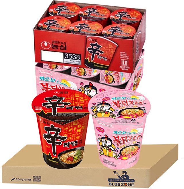 블루존 신라면 소컵라면 65g (6입) +까르보불닭 소컵라면 80g (6입)