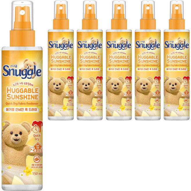 스너글 허거블 선샤인 퀵 드라이 섬유탈취제 본품, 150ml, 6개