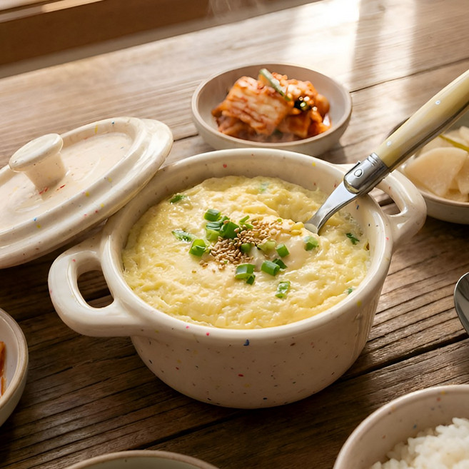 [파격사은품] 루체 양손 미니 계란찜기 도자기 냄비 전자레인지, 크림아이보리, 1개