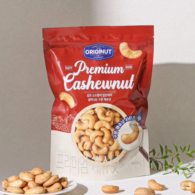 IOO% 베트남산 프리미엄 오리지넛 프리미엄 W240등급 구운캐슈넛, 1개, 400g