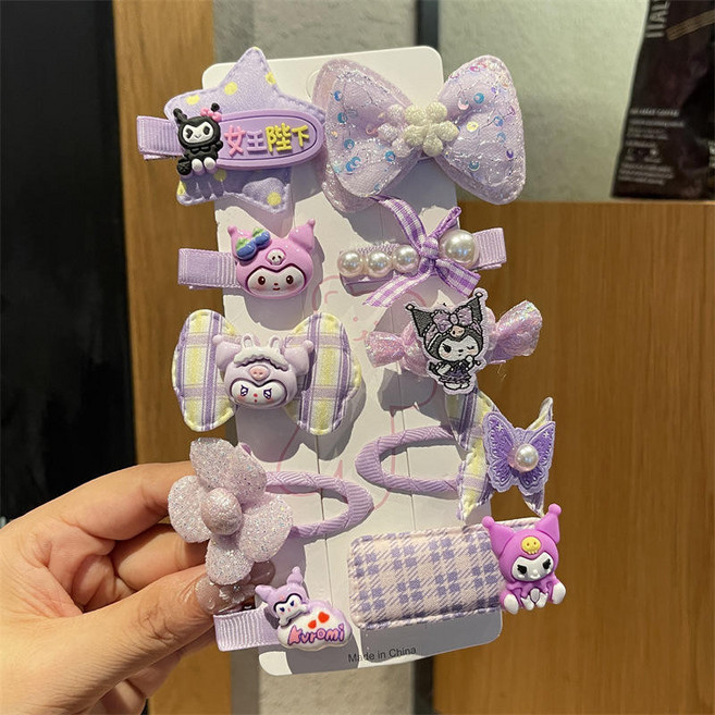 可愛卡通女童碎髮盤髮套裝髮飾，不傷髮，夾額頭公主髮夾