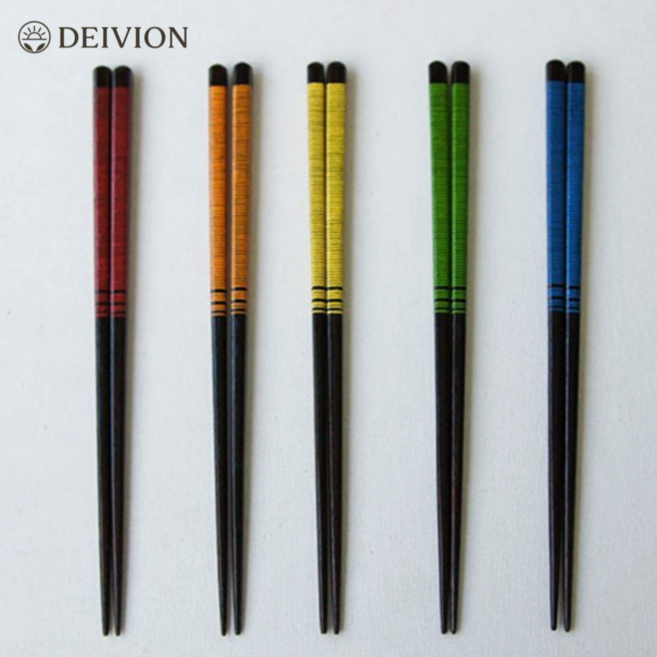 국산 라인넷 원목 젓가락 천연목 컬러 우드 옻칠 젓가락 나무 수저, 1개