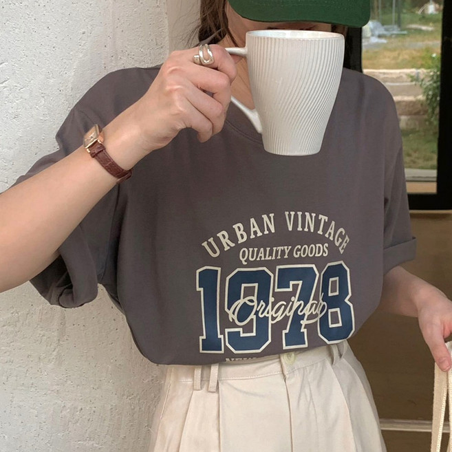 네모엔룩 여성용 캐릭터반팔 베이직 기본핏 티셔츠