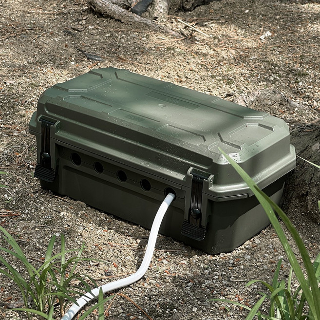 아이정 멀티탭 방수 케이스 캠핑 전기 수납 정리함, 1개, 카키