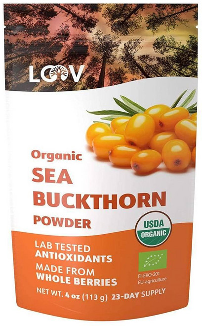 LOOV 100% Buckthorn Powder 비타민 나무 산자나무 씨벅톤 열매가루 113g, 1개