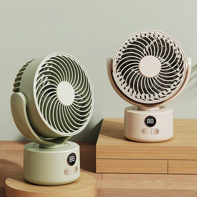즈이리빙 자동 회전 탁상용 선풍기 무소음 오래 사용 가능, 베이지