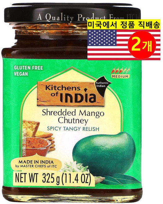 Kitchens of India 건강하고 풍미가 좋은 슈레드 망고 처트니 소스 325g 2개