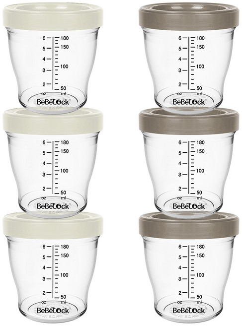 베베락 아이와 트라이탄 이유식용기 180ml (3+3개입), 아이와 트라이탄 180ml(크림3P+초코3P), 1세트, 1ml