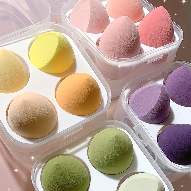 엣지컷 메이크업 파운데이션 팩트 에어 퍼프 4P 세트, 핑크, 1개