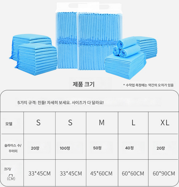 토끼 기저귀 패드 두꺼운 탈취 흡수 기저귀 펫 고양이 강아지 기저귀 라지 기저귀 100매 용품, 색깔1, 1개