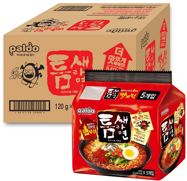 틈새라면 빨계떡 120g, 40개