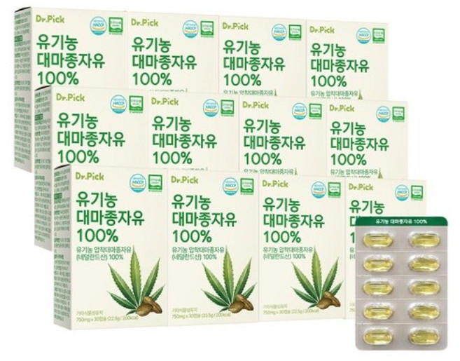 닥터픽 유기농 대마종자유 100%, 12박스, 30회분
