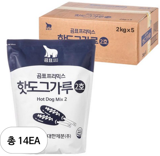곰표 핫도그가루 2호, 2kg, 14개
