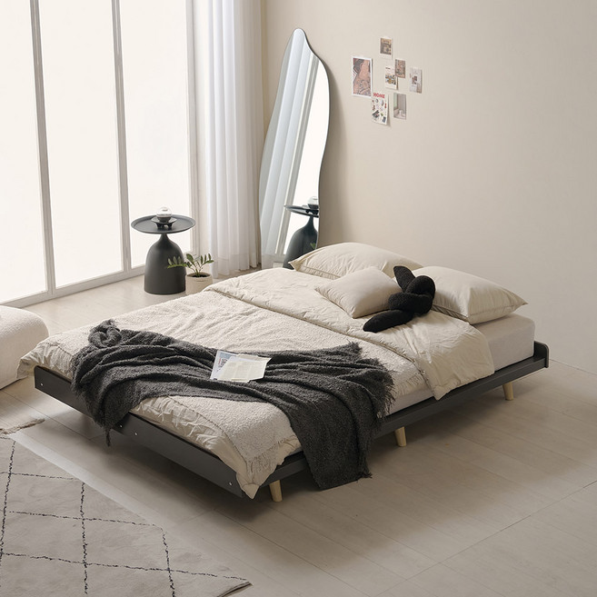 프린홈 로렌 헤드리스 50T 평상형 침대 프레임 SS/Q/K (매트제외), 그레이