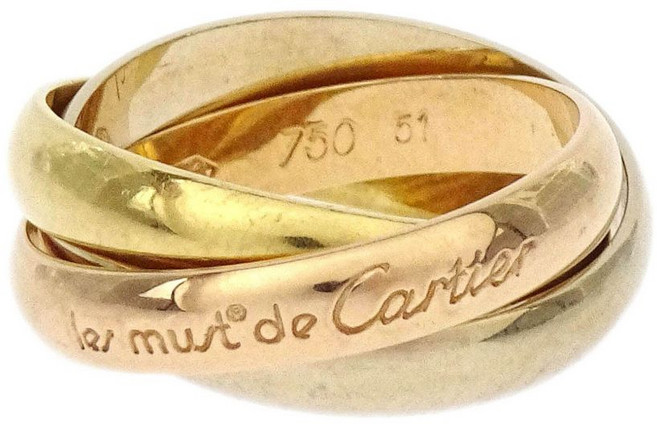 까르띠에 중고 1990-2000's 트리니티 18K 옐로 앤 로즈 골드 링