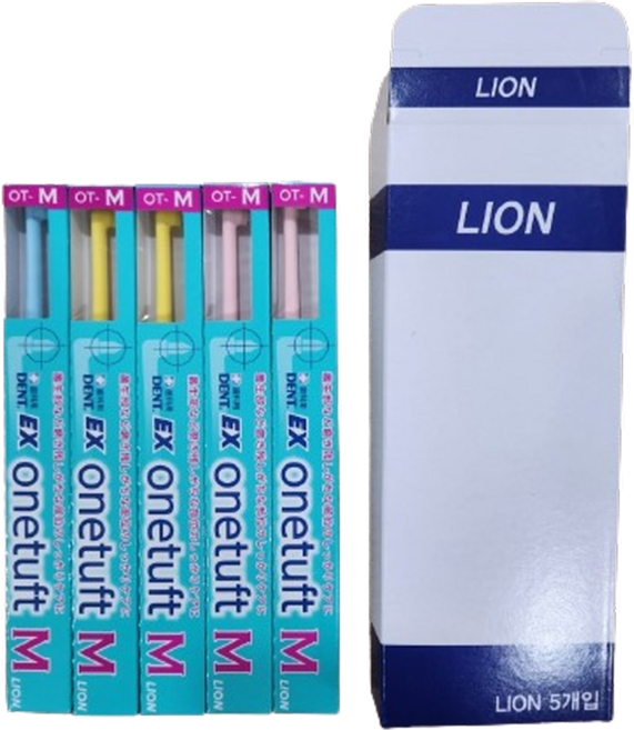 원터프트 M 마무리칫솔 핑크2개 노랑2개 파랑1개, 1개, 5개입