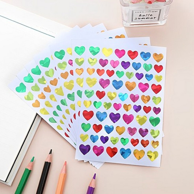 말랑베이비 홀로그램 입체 스티커 라벨, 30세트, 하트