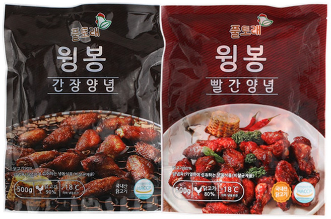 풀토래 매콤 간장 양념윙봉 2팩, 2개, 500g