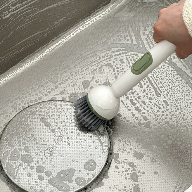 이이공브이샵 360도 세제 분사 청소브러쉬 일체형 수세미 설거지 세척솔, 1개, 그린