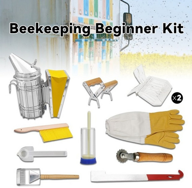 beekeeping bee hive smoker kit tools equipment set 퀸 양육 시스템 cultivating box water feeder beekeeper f, 다크 카키, l
