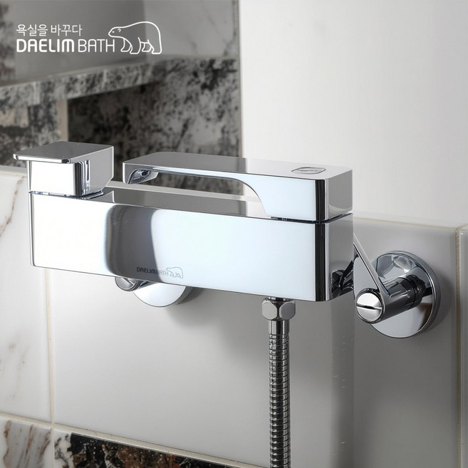 대림바스 욕실 샤워수전 화장실 욕조 레버식 수도꼭지 벽붙이 G-DL-B7313 실버, 1세트