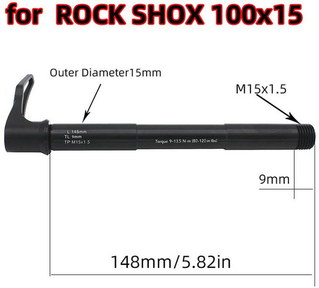 자전거 프론트 포크 스루 액슬 꼬치 로드 바이크 프레임 록 샥스 퀵릴리즈 레버 15X110, 100x15, 100x15, 1개