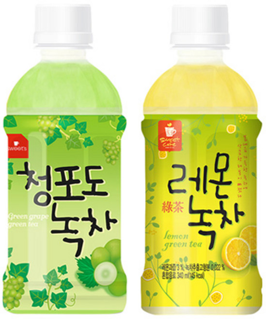 웰그린 청포도녹차10+레몬녹차10 340ml 20개, 1세트