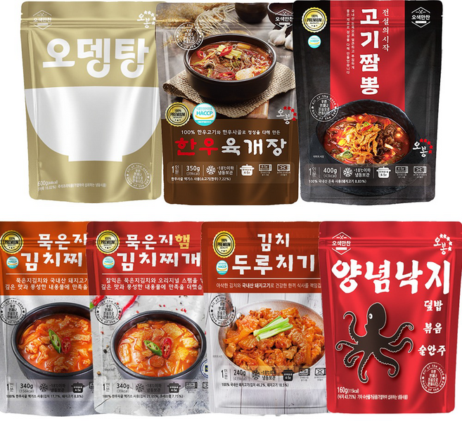 10팩구성, 양념낙지 160g 5팩, 김치두루치기 240g 5팩