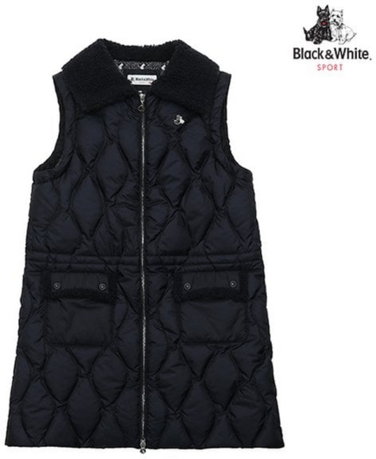 블랙앤화이트 여성 스칼럽 퀼팅 롱베스트 1062LBGN_NAVY 2676905, NAVY, L