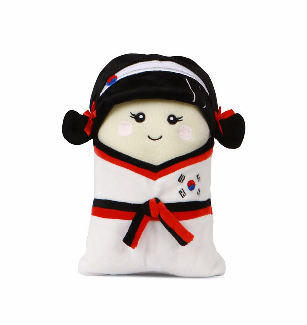 태권도 선물 외국인선물 전통기념품 태권도 인형 태권무릎담요 한국 기념품, 태권도 소녀, 1개