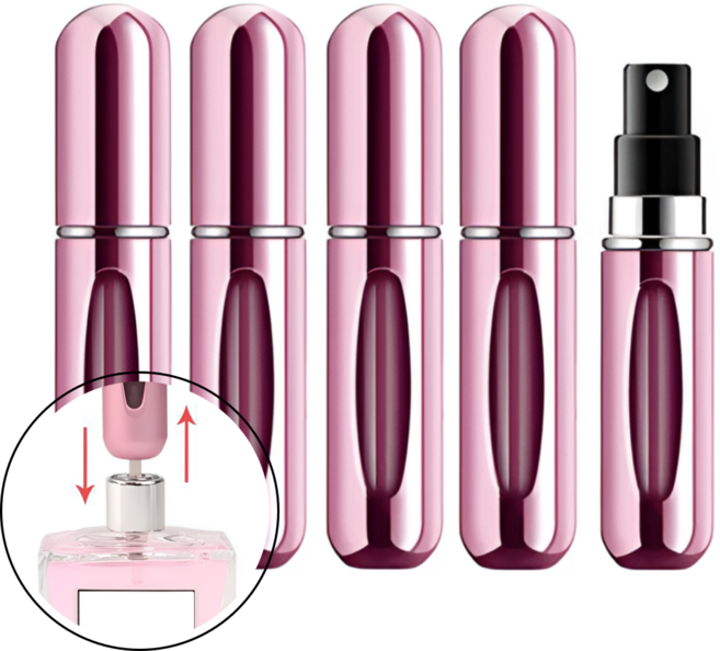 하루생활 휴대용 퍼퓸 리필 향수공병 5ml 향수소분용기, 5개, 핑크