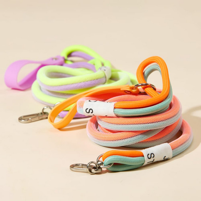 파인댕 강아지 리드줄 젤라또 리쉬 투톤 산책줄, 1개, 오렌지블루