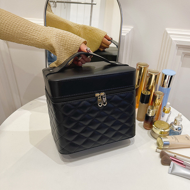 허즈아이 메이크업 박스 화장품 가방 2단 대형, H288841블랙다이아, 1개