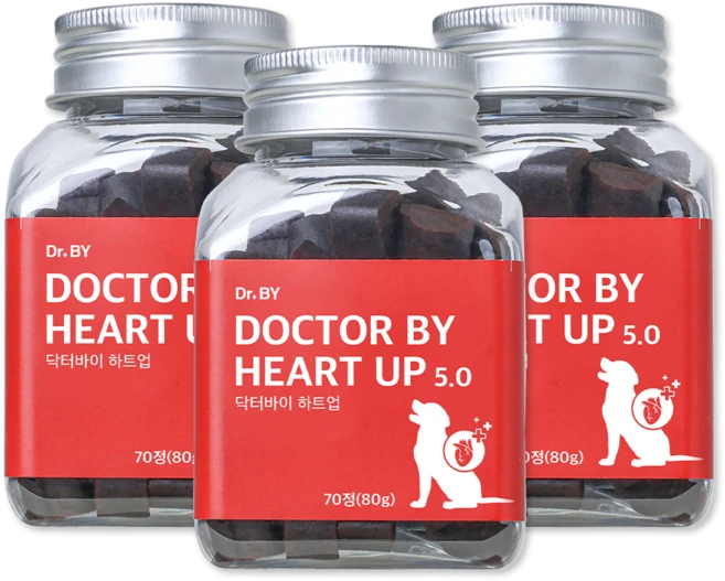 닥터바이 하트업 강아지 심장 영양제 면역력 헥헥거림 보조제, 70정, 심장/간, 3세트 - 쿠팡